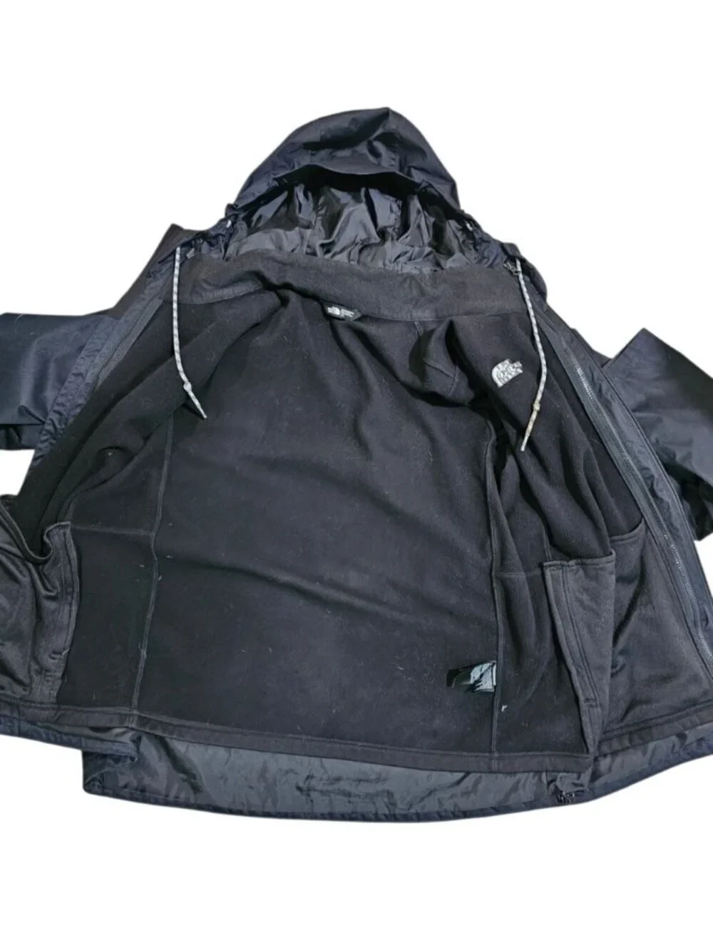 The North Face Mens Large Jacket Black Polyester Solid 3-in-1 Iconic Gorpcore